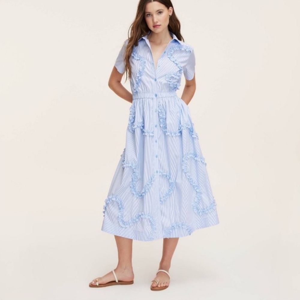 Kate Spade x Target Women's Ribbon Short Sleeve Midi Shirtdress - Blue Sz L